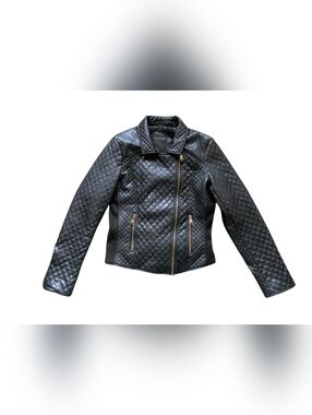 Therapy Women’s Black Full Zip Waist Length Faux Leather Jacket Size L